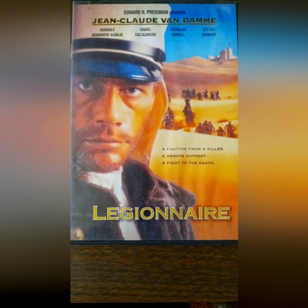 Legionnaire VHS Tape — Jean-Claude Van Damme — Yellow & Blue Cover